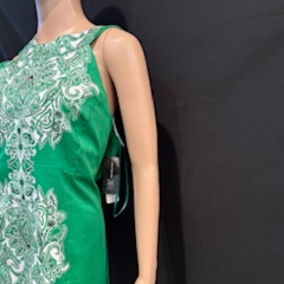 INC International Concepts Green Sleeveless Baroque Print Dress 16 (Green) - Picture 7 of 10